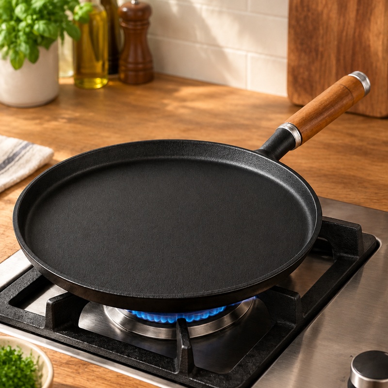 Dosa Pan Iron - Heavy-Duty Cast Iron Frying Pan Compatible
